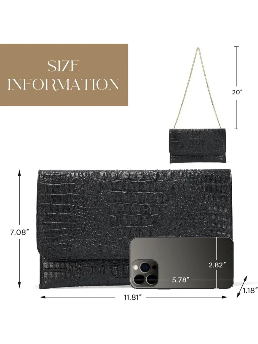 Elegant Crocodile Pattern Evening Clutch Wristlet Wallet for Women - Formal